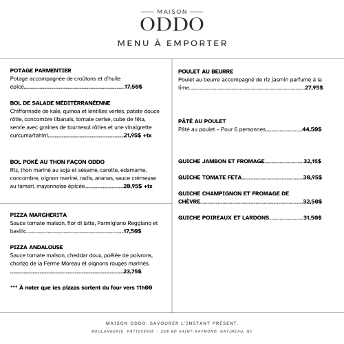 Menu à emporter