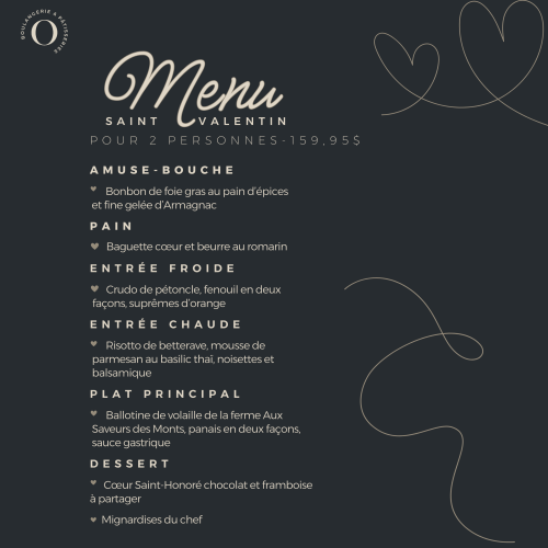 Menu Saint-Valentin